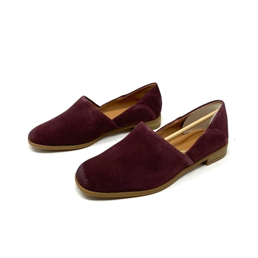 Clarks Women's Pure Belle Slip-On Burgundy Suede - 26168761
